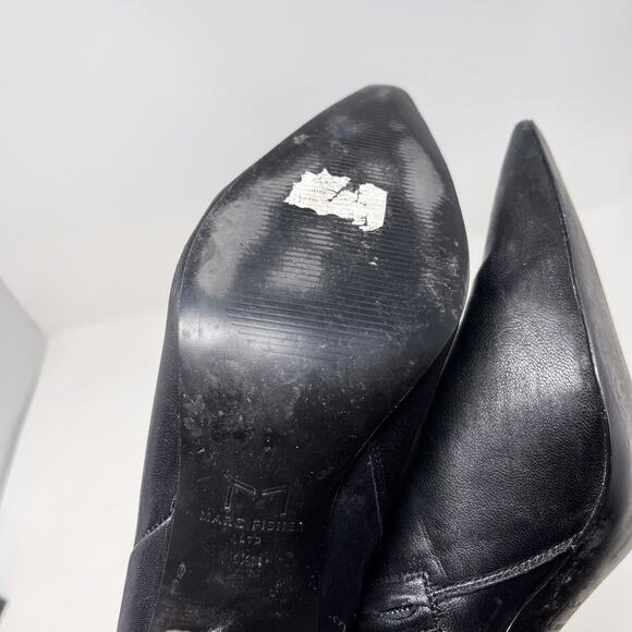 Marc Fisher Womens 9.5 Black Leather Kulika Booties Pointed Toe Wrap Block Heel - Picture 12 of 15